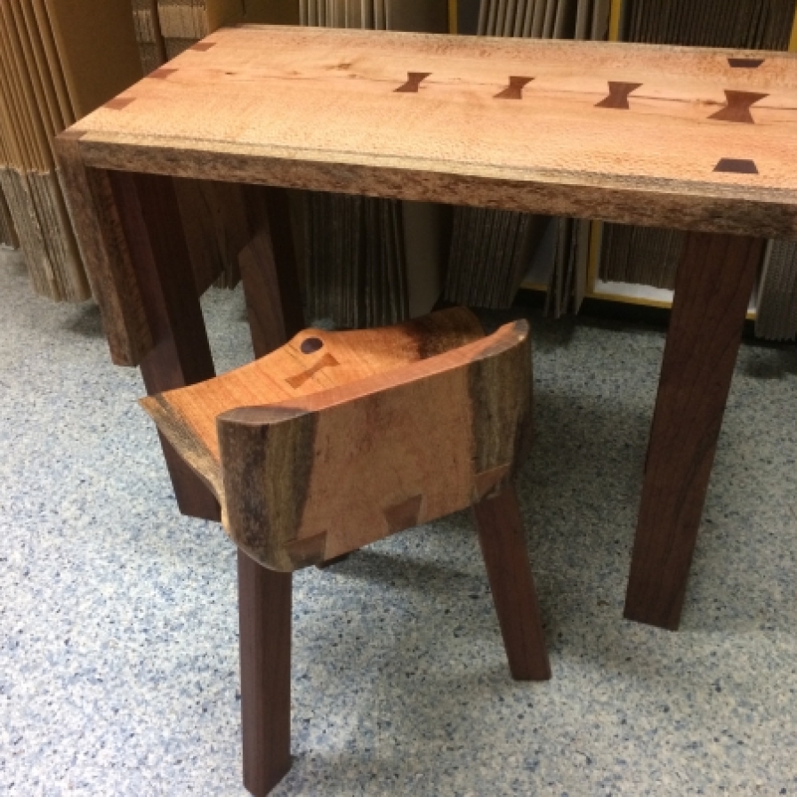 Silky Oak Laptop Table with Stool
